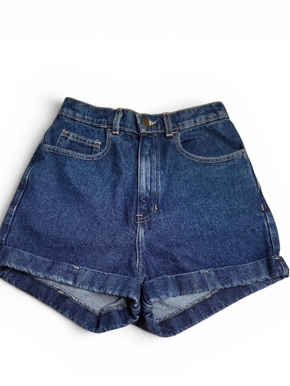 American Apparel Classic High-Waist Denim Shorts - Blue